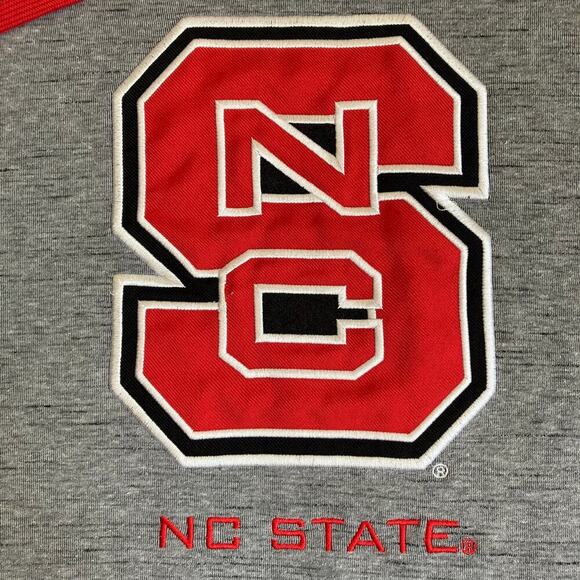 Champion Mens Sz M NC State Wolfpack Sweatshirt Hoodie Heathered Grey Red Logo - Picture 16 of 16